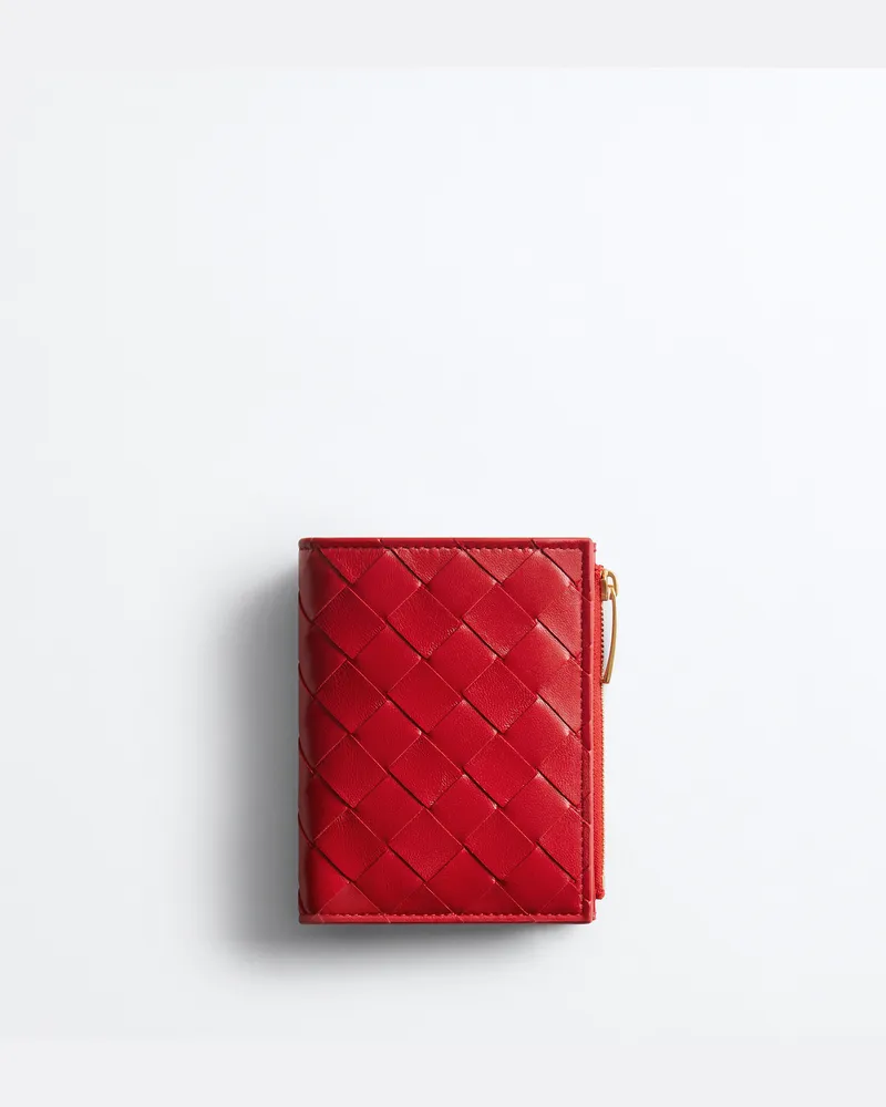 Bottega Veneta Kleines Intrecciato Bi-Fold Portemonnaie-Rot - Damen Rot