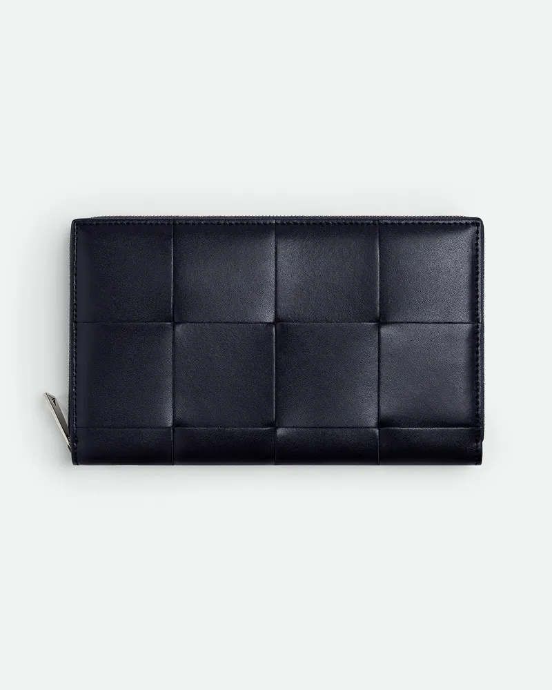 Bottega Veneta Cassette Portemonnaie Mit Umlaufenden Reißverschluss - Blau - Herren - 100% Kalbsleder Blau