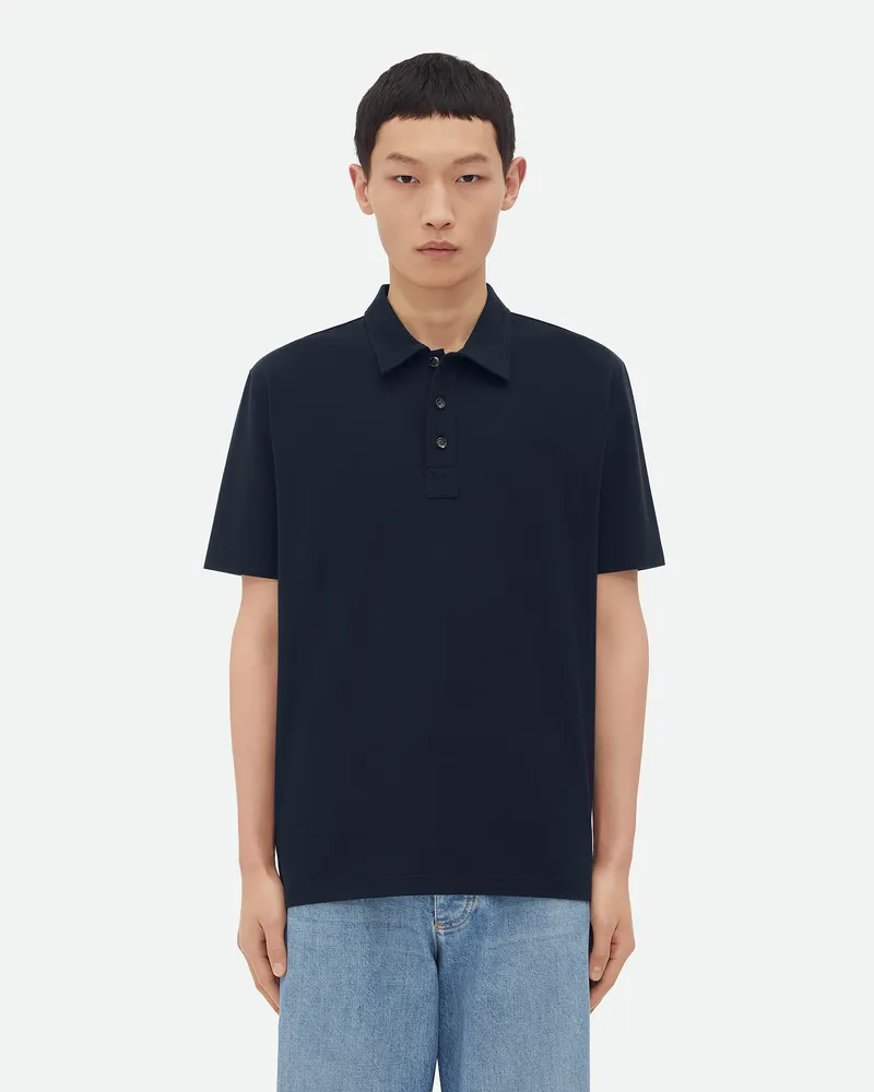 Bottega Veneta Poloshirt Aus Leichtem Baumwollpiqué - Blau - Herren Baumwolle & Lyocell Blau