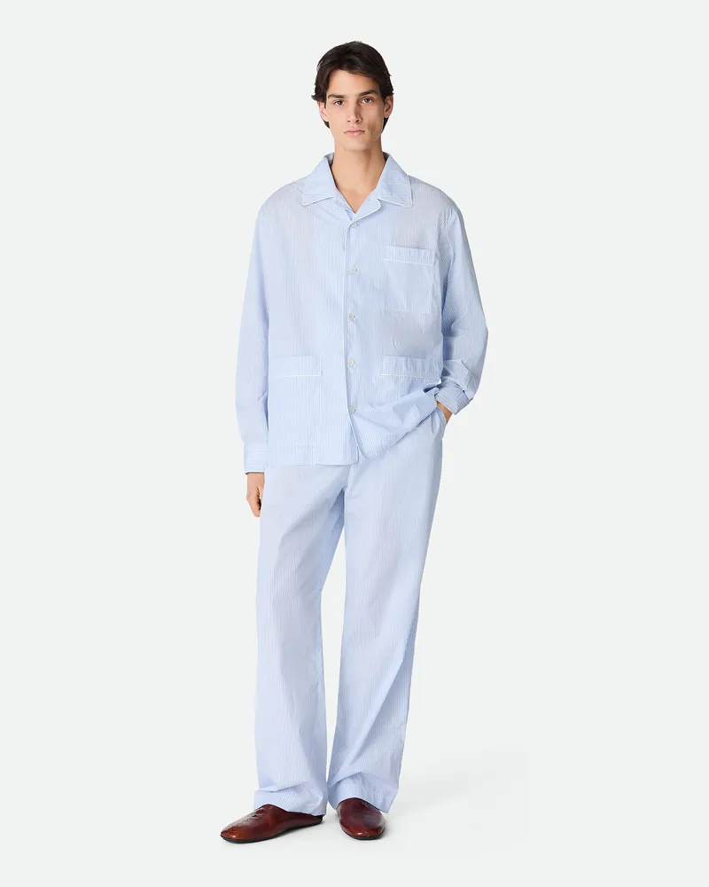 Bottega Veneta Gestreifter Pyjama Aus Baumwollpopeline White