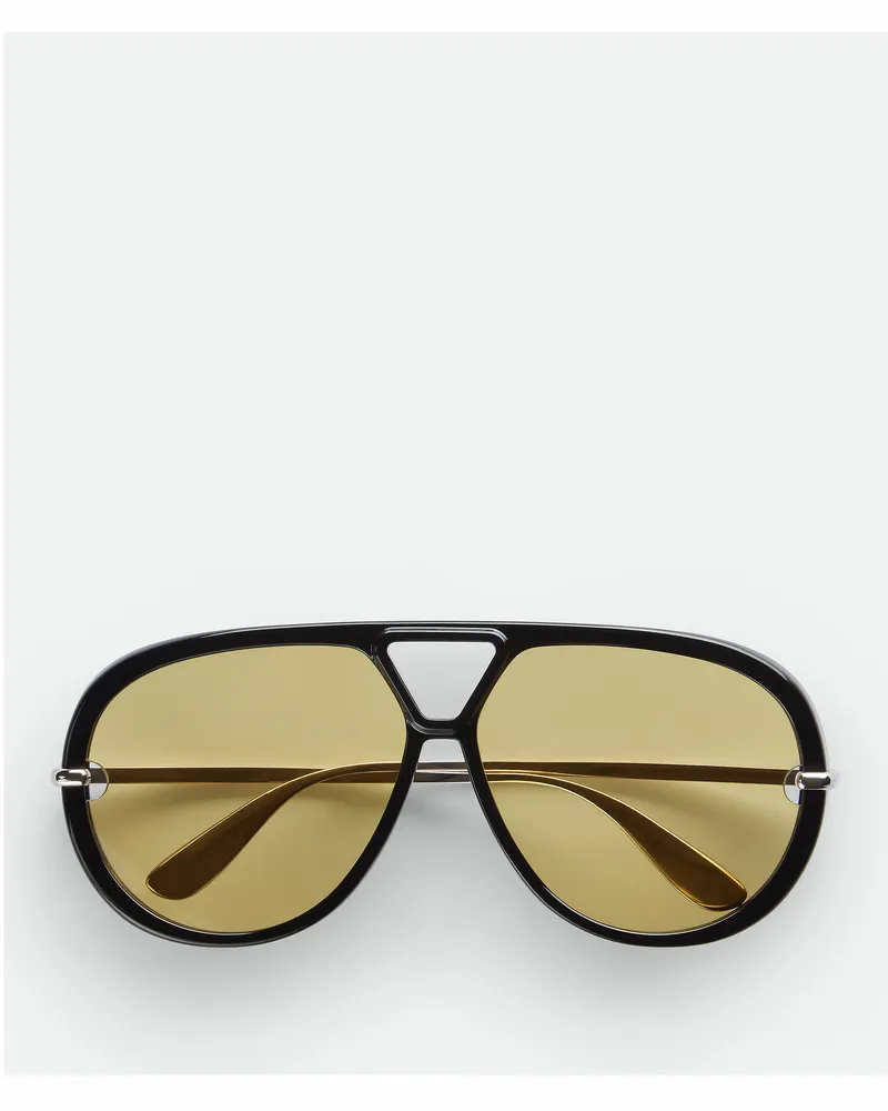 Bottega Veneta Classic Sonnenbrille In Pilotenform - Schwarz - Unisex Schwarz