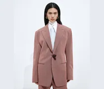 Jacke aus Woll-Leinen-Mélange-Rose - Damen
