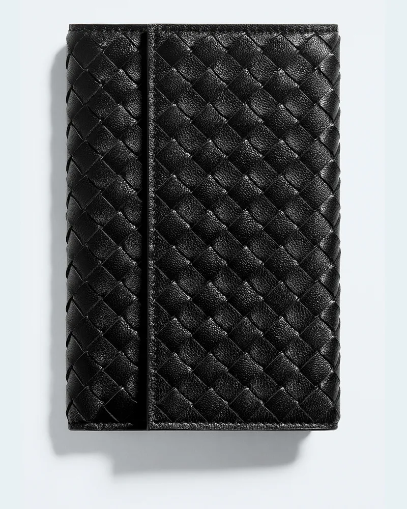 Bottega Veneta Mittelgroßes Intrecciato Piccolo Portemonnaie mit Zip und Überschlag-Schwarz - Damen Schwarz