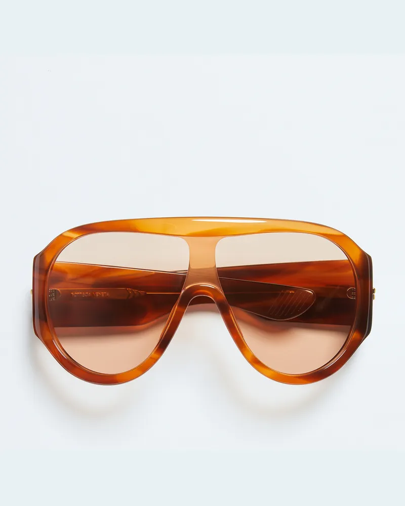 Bottega Veneta Scudo Shield Sonnenbrille - Braun - Unisex - 100 % Recyceltes Azetat Braun