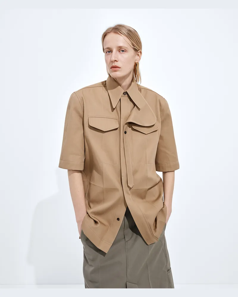 Bottega Veneta Hemd Aus Baumwolltwill - Beige - Damen 100 % Baumwolle Beige