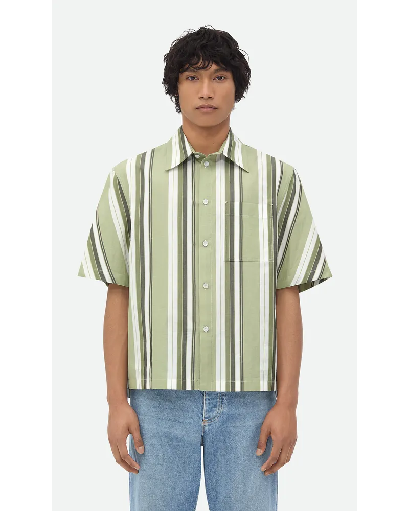 Bottega Veneta Gestreiftes Baumwollhemd Pale