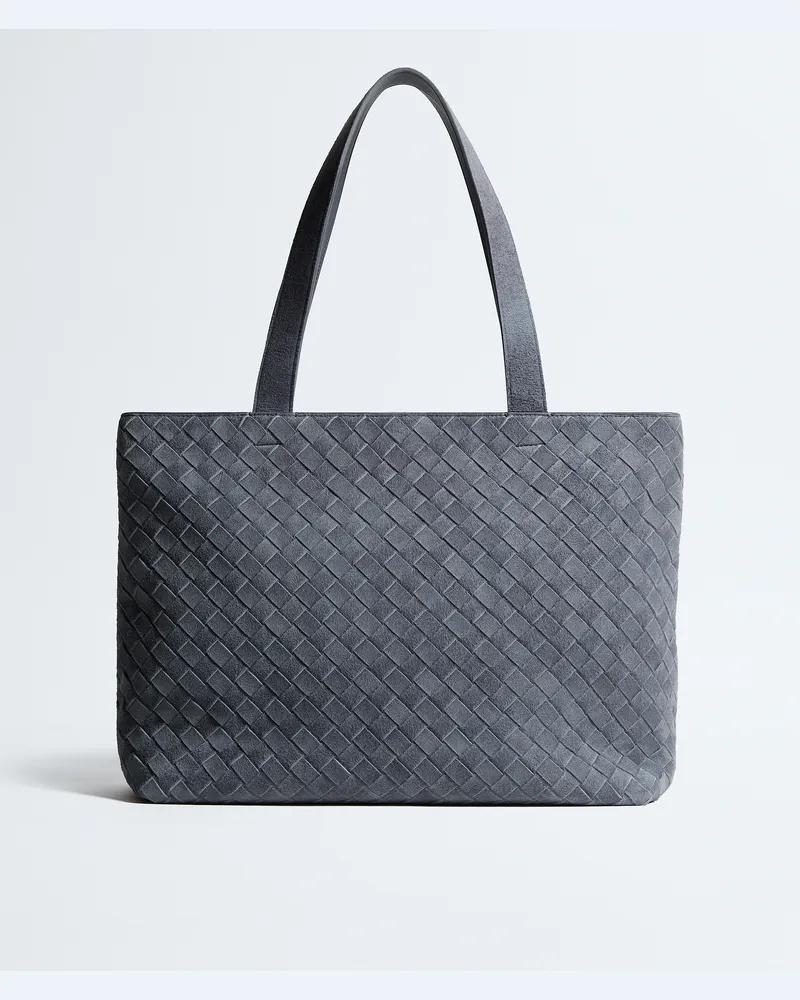 Bottega Veneta Kleine Intrecciato Tote Mit Zip - Grau & Silberfarben - Herren - 100 % Lammleder Grau
