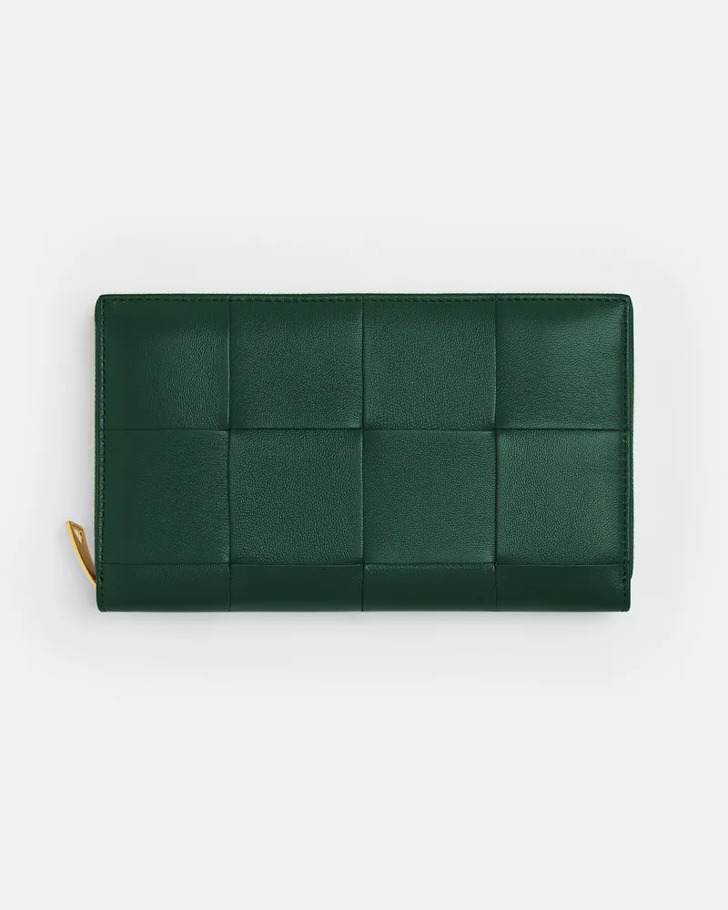 Bottega Veneta Cassette Portemonnaie Mit Umlaufendem Zip Emerald