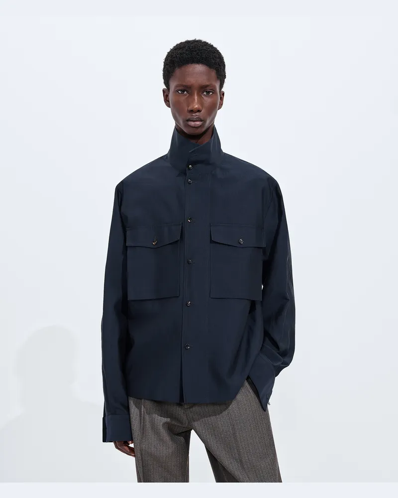 Bottega Veneta Hemd aus Baumwolle und Seide-Blau - Herren Blau