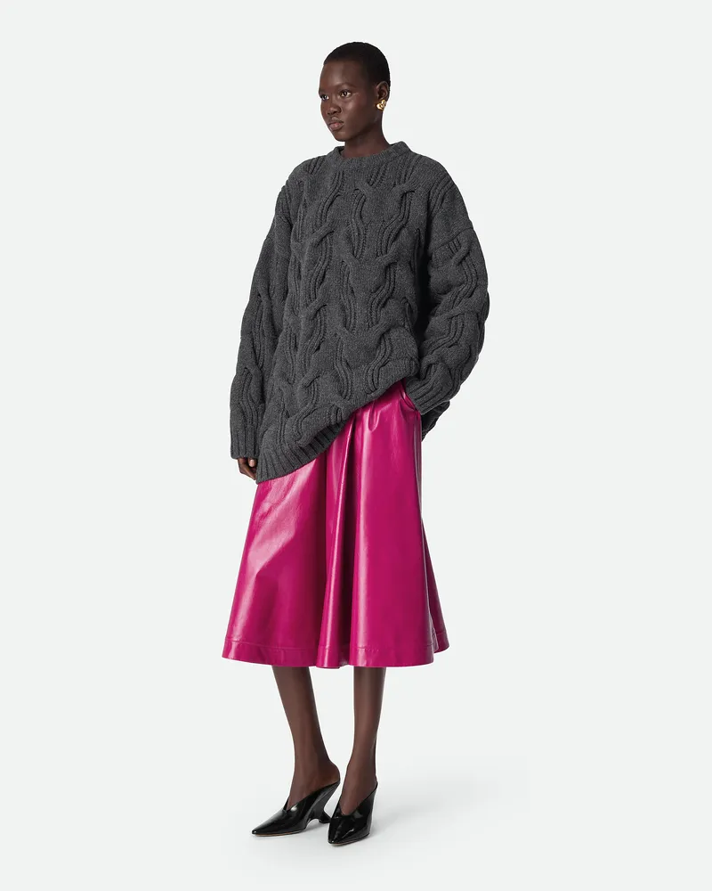 Bottega Veneta Wollpullover - Grau & Silberfarben - Damen 100 % Wolle Grau