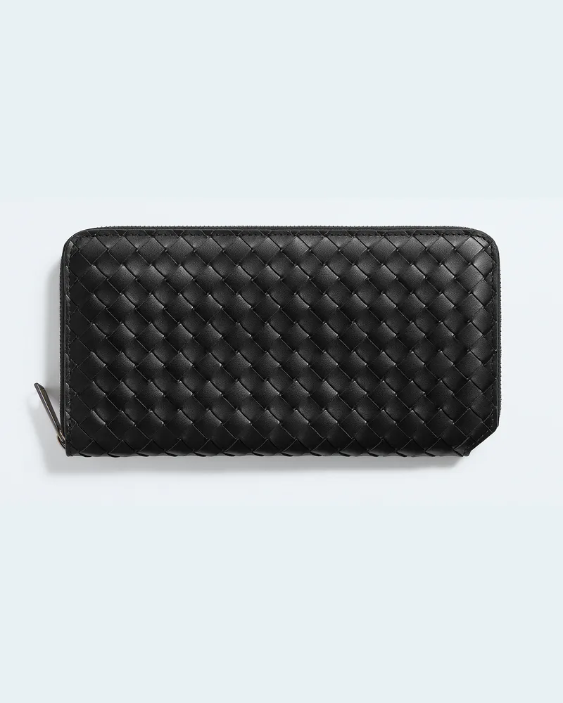 Bottega Veneta Intrecciato Piccolo Portemonnaie mit umlaufendem Reißverschluss-Schwarz - Herren Schwarz