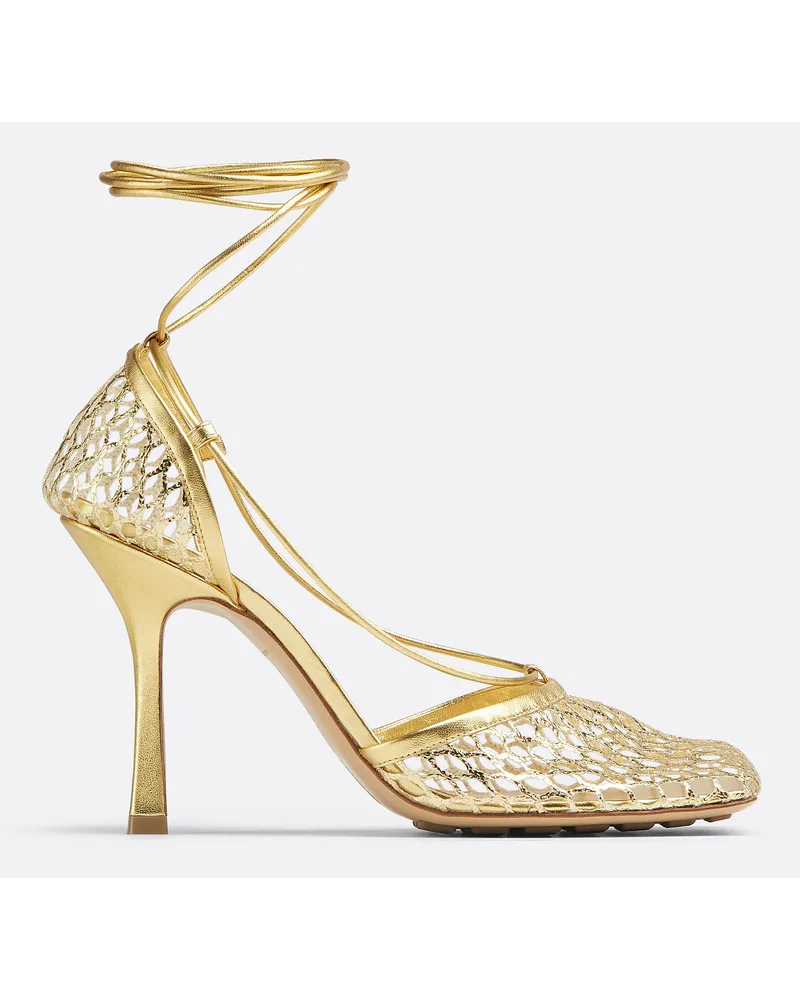 Bottega Veneta Stretch Schnürsandale Gold