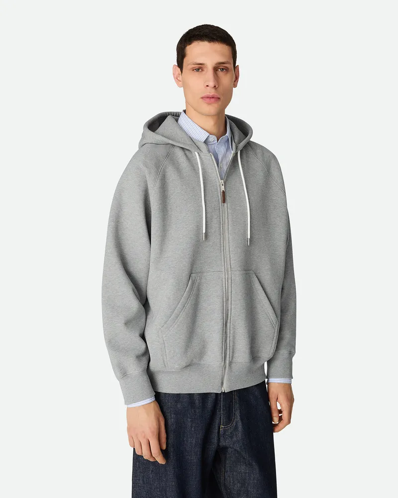 Bottega Veneta Kapuzenjacke Aus Baumwollfleece Mit Zip Pale