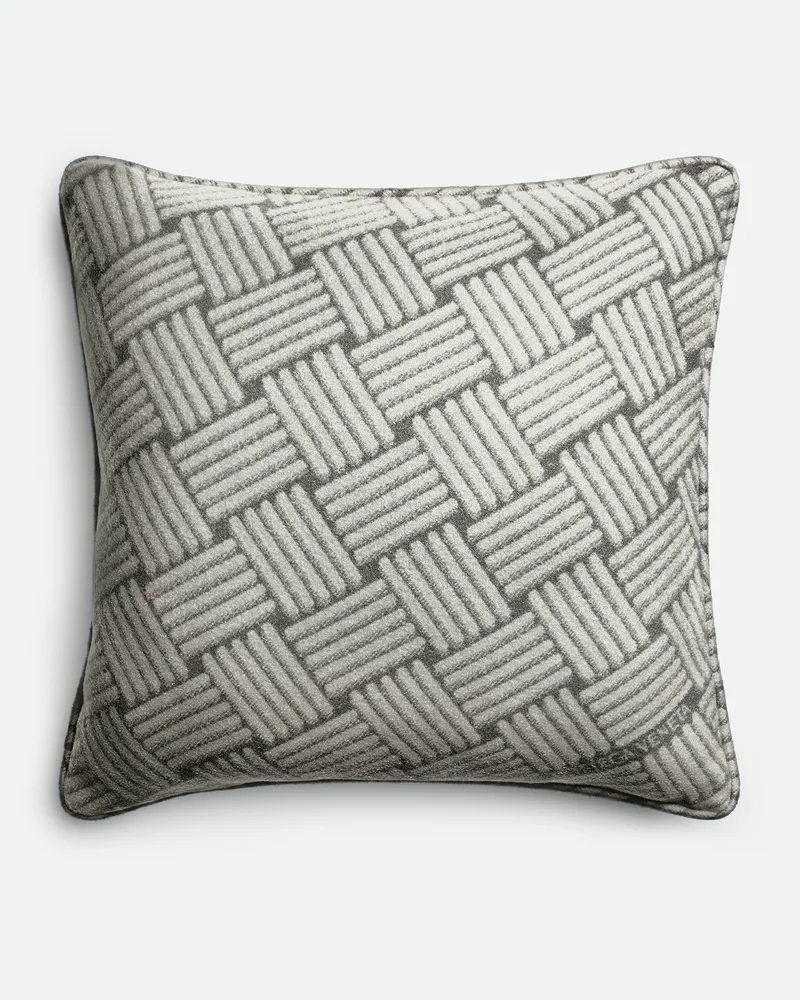 Bottega Veneta Kissen Aus Kaschmir Mit Intreccio Motiv - Grau & Silberfarben - Unisex - 100% Kaschmir Grau