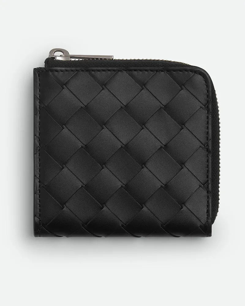 Bottega Veneta Intrecciato Sqare Portemonnaie Mit mlafendem Zip Black