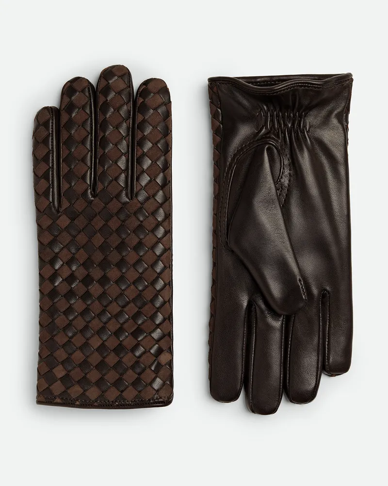 Bottega Veneta Handschuhe Aus Intrecciato Leder Und Wildleder Fondant