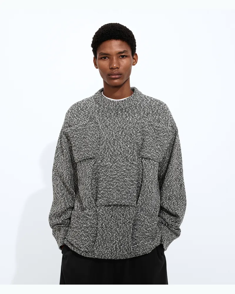 Bottega Veneta Baumwollpullover mit Intrecciato Muster-Grau - Herren Grau