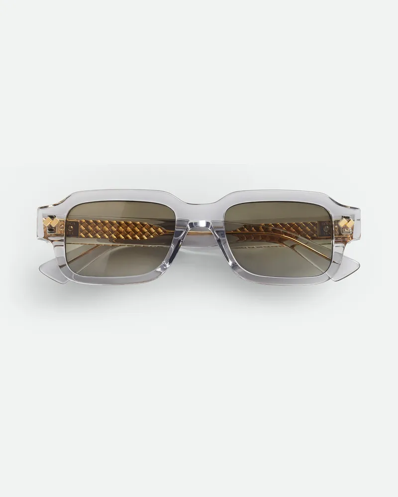 Bottega Veneta Rechteckige Intrecciato Sonnenbrille - Grau & Silberfarben - Unisex - 100% Recyceltes Azetat Grau