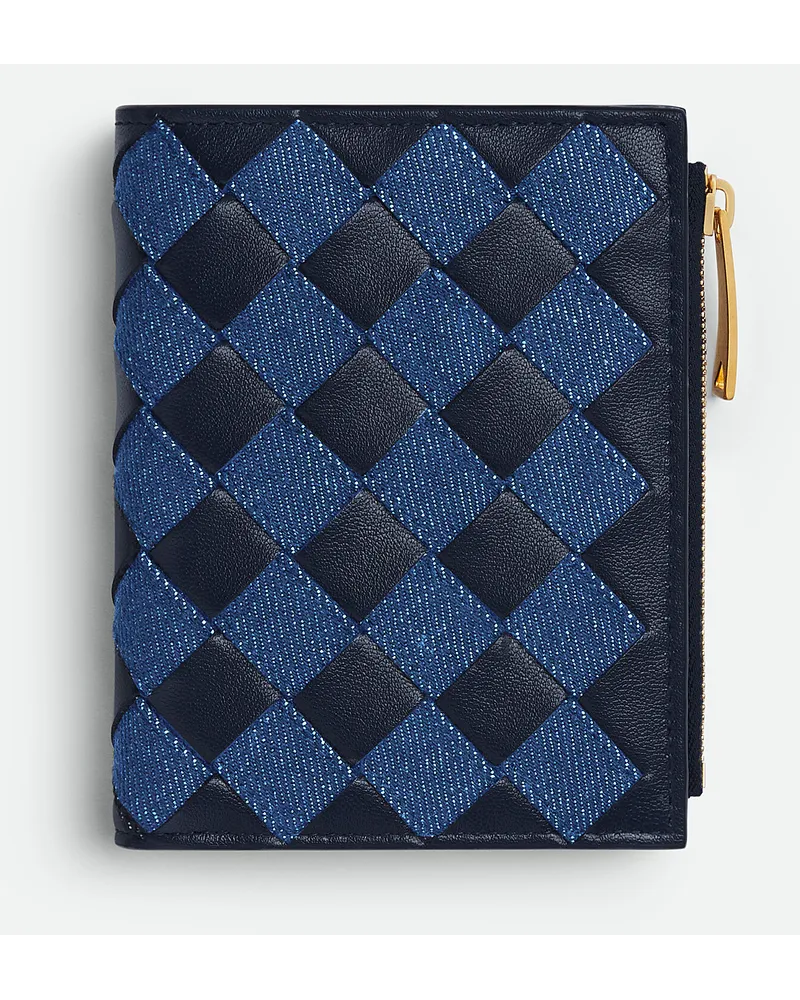 Bottega Veneta Kleines Intrecciato Bifold Portemonnaie Abyss