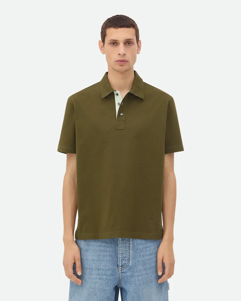 Bottega Veneta Poloshirt Aus Pima-baumwolljersey - Grün - Herren Baumwolle Grün