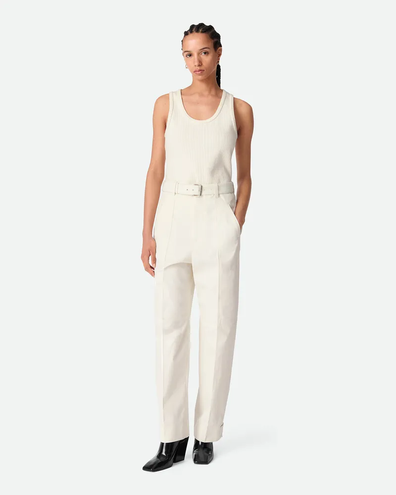 Bottega Veneta Hose Aus Baumwolltwill - Weiss - Damen 100 % Baumwolle Weiss