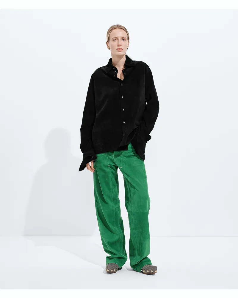 Bottega Veneta Hose aus Wildleder-Grün - Damen Grün