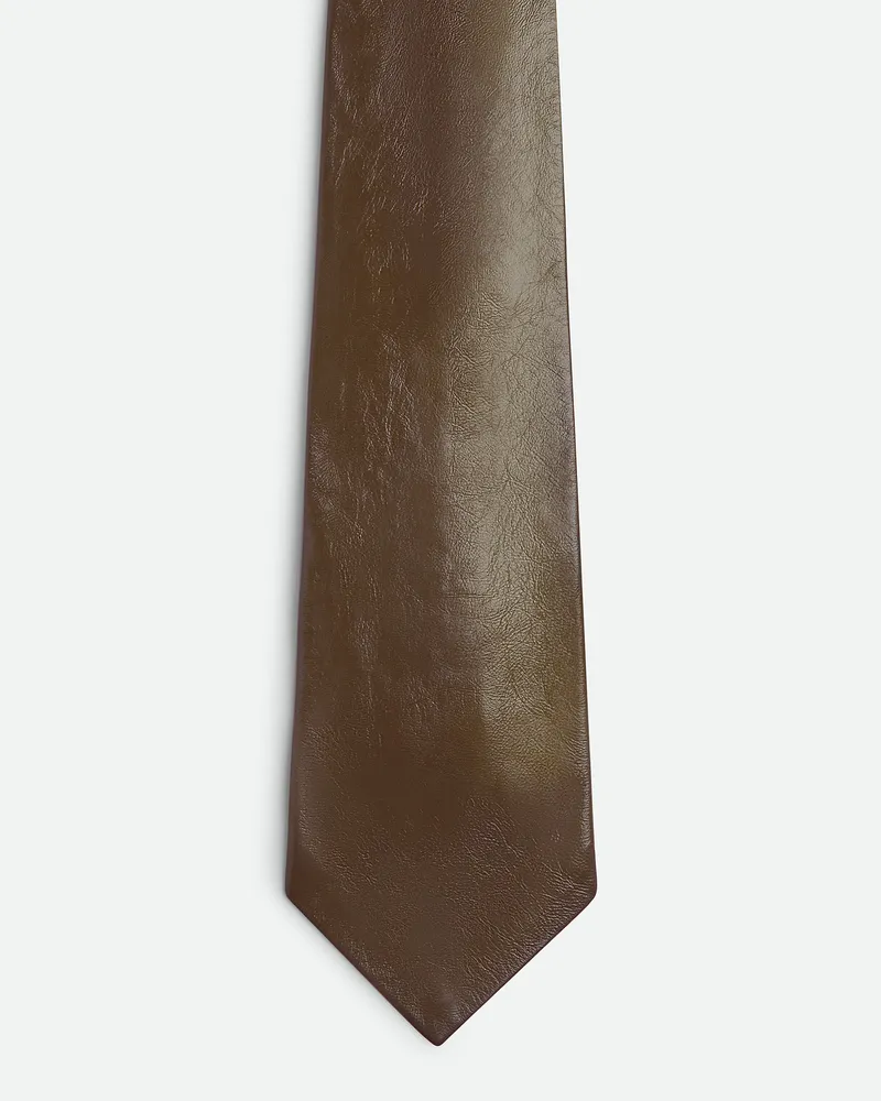 Bottega Veneta Krawatte Aus Glänzendem Leder - Braun - Herren - Lammleder Braun