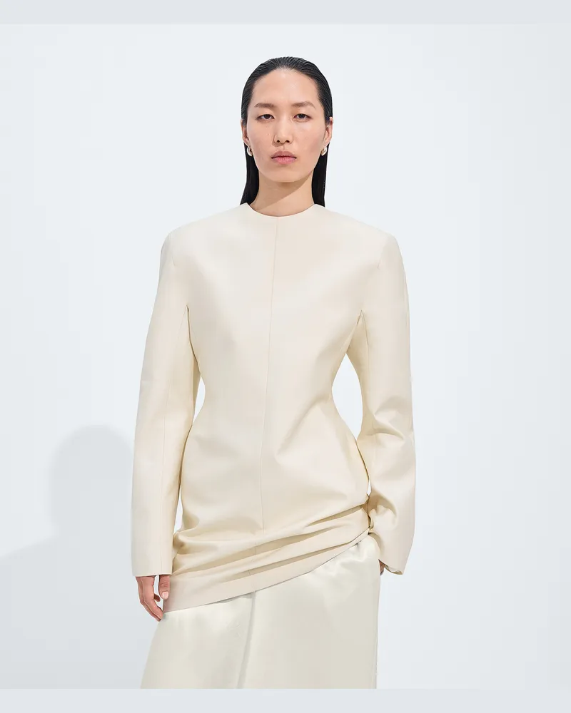Bottega Veneta Kleid aus Baumwoll-Seiden-Toile-Weiss - Damen Weiss