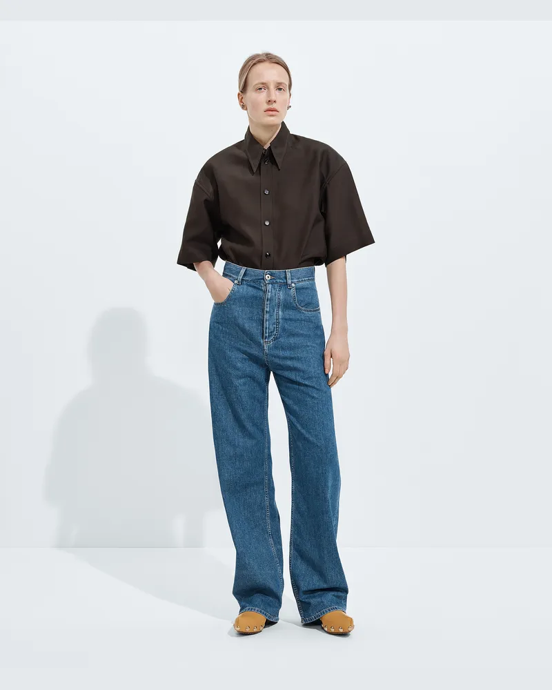 Bottega Veneta Jeans mit weitem Bein in Atlantic Blue-Blau - Damen Blau