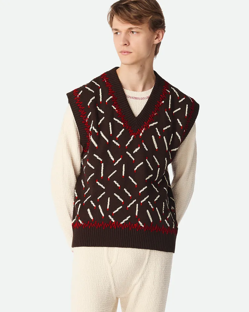 Bottega Veneta Weste Aus Baumwojacquard Mit Streichhözern Ebony