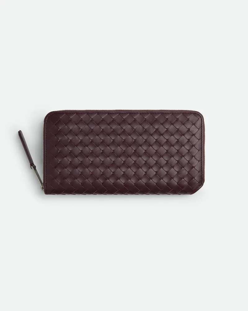 Bottega Veneta Intrecciato Piccolo Portemonnaie Mit Umlaufendem Reißverschluss Dark