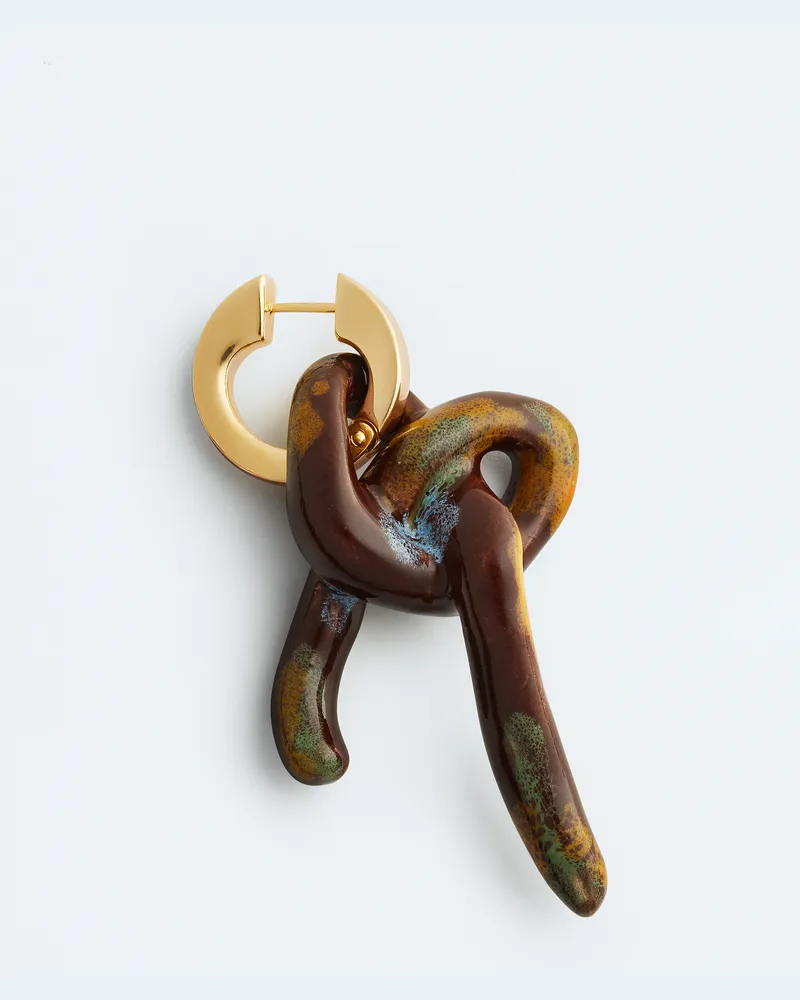 Bottega Veneta Einzelner Knot Ohrring - Braun - Damen - 70% Sterlingsilber & 30% Keramik Braun