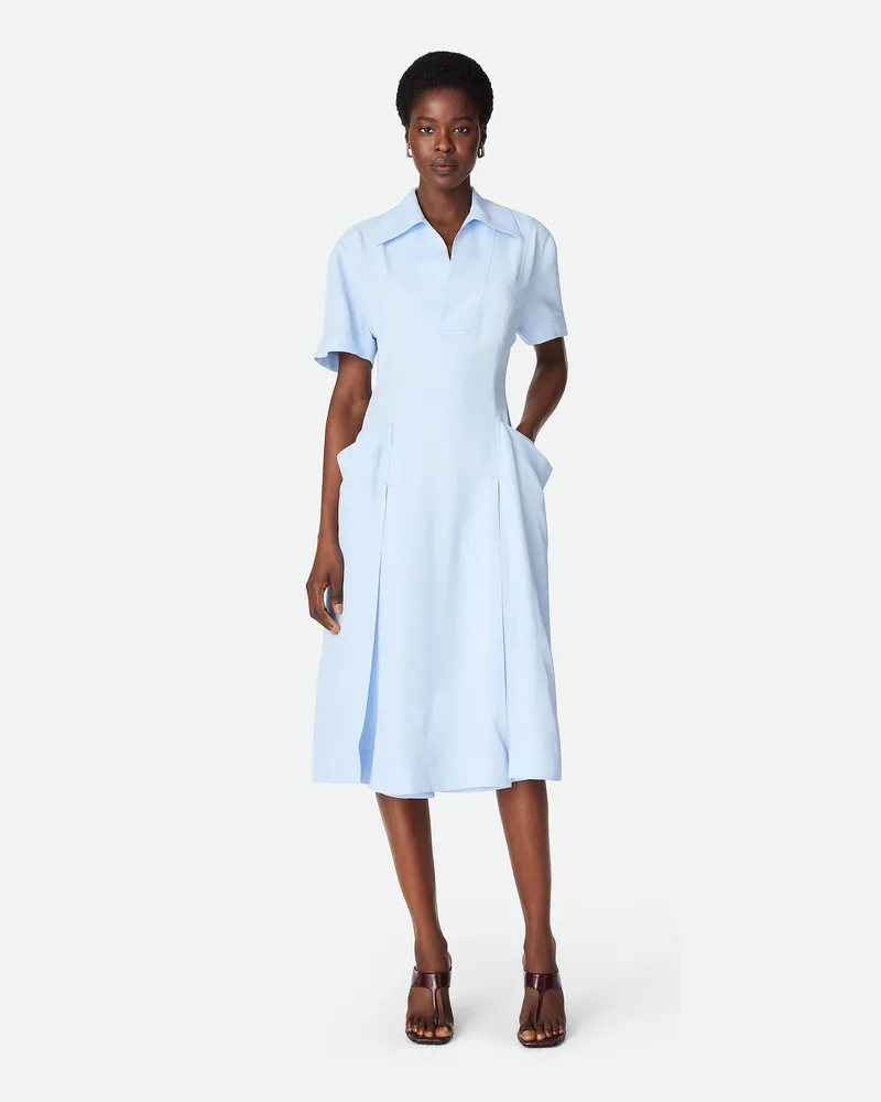 Bottega Veneta Kleid Aus Viskose Und Seidentwill - Blau - Damen Viskose & Maulbeerseide Blau
