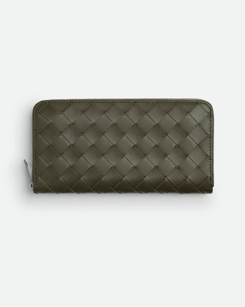 Bottega Veneta Intrecciato Portemonnaie Mit Umlaufenden Reißverschluss Crocodile