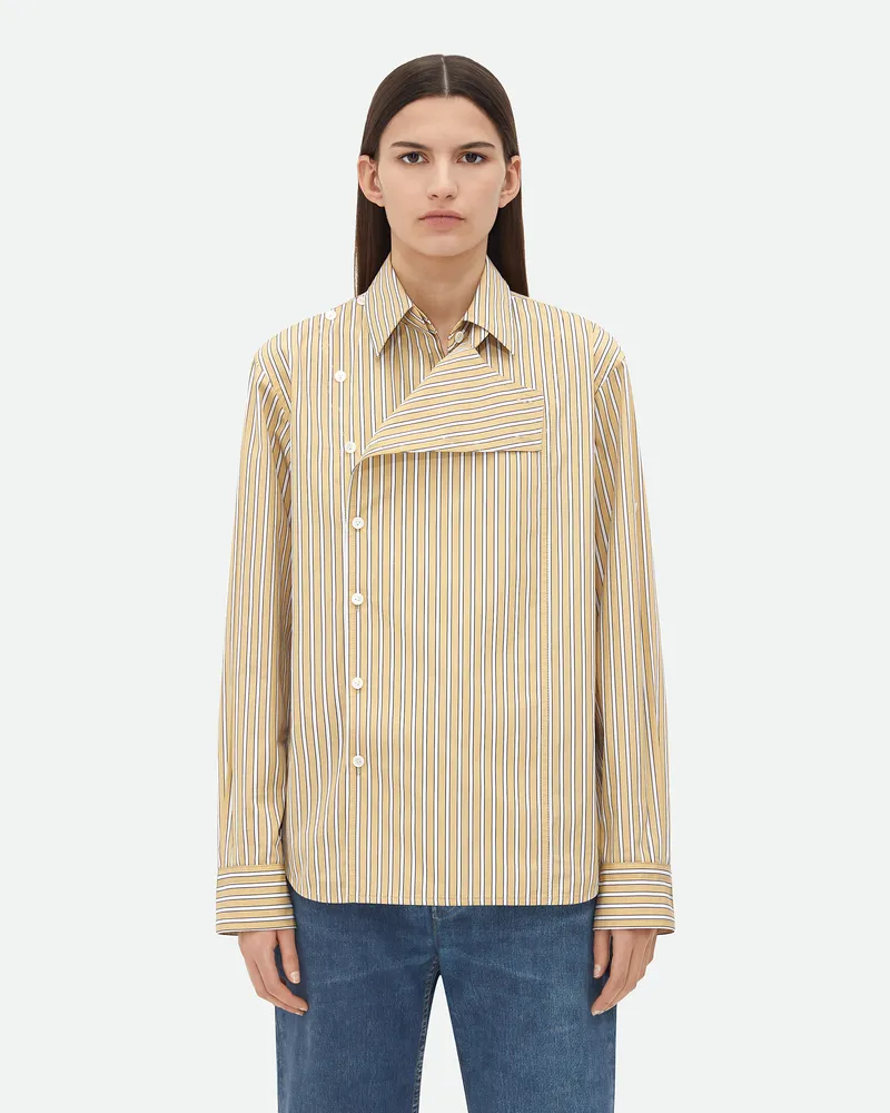 Bottega Veneta Gestreiftes Hemd Aus Popeline Yellow
