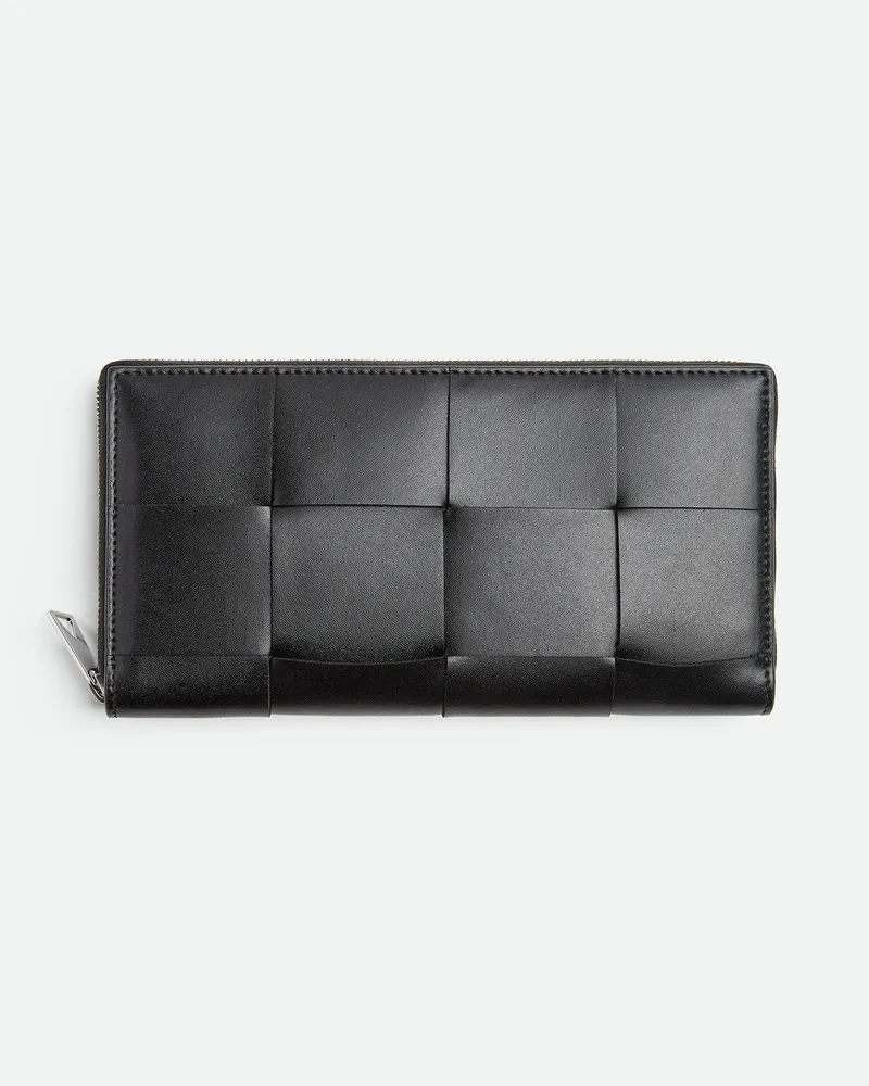 Bottega Veneta Cassette Portemonnaie Mit Umlaufendem Zip Black