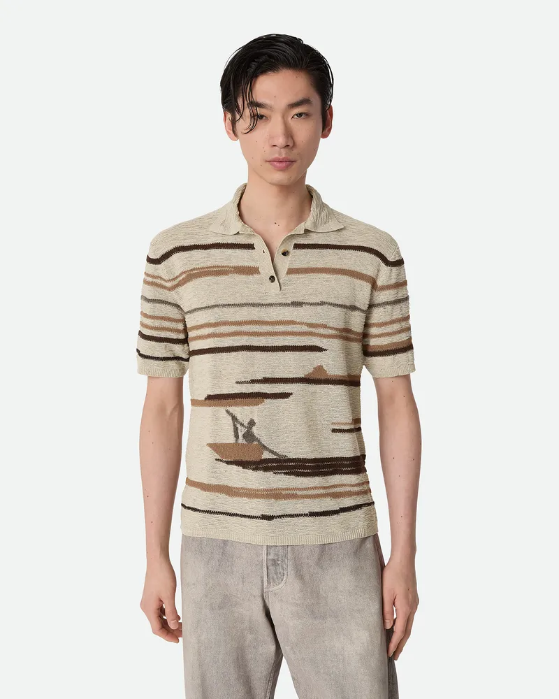 Bottega Veneta Poloshirt Aus Leinen Und Baumwolle Bone