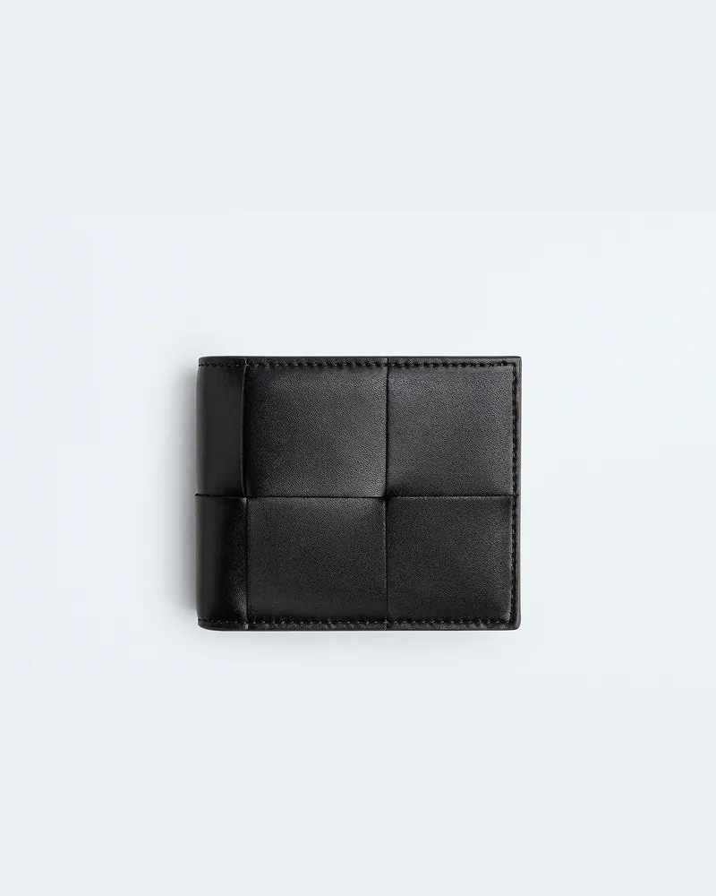 Bottega Veneta Cassette Bi-fold Portemonnaie Mit Münzfach - Schwarz - Herren - 100% Kalbsleder Schwarz