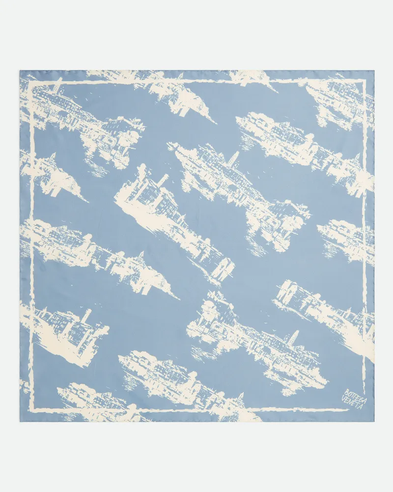 Bottega Veneta Seidentch Mit Italienischer Postkarte Blue