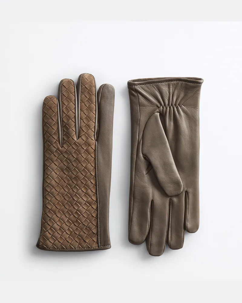 Bottega Veneta Handschuhe aus Intrecciato Wildleder-Grau - Herren Grau