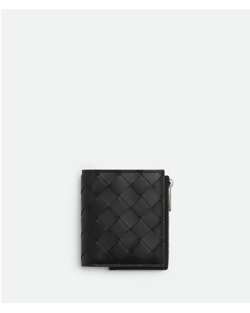 Bottega Veneta Intrecciato Bifold Portemonnaie Mit Reißverschlss Black