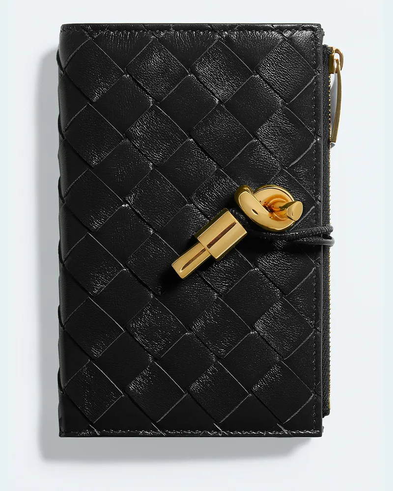 Bottega Veneta Mittelgroßes Andiamo Bi-Fold Portemonnaie-Schwarz - Damen Schwarz
