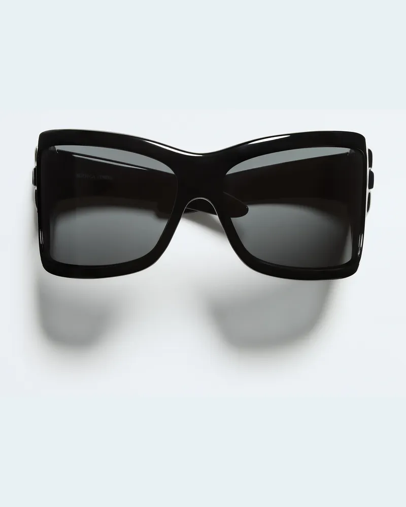 Bottega Veneta Intrecciato Wraparound Sonnenbrille-Schwarz - Unisex Schwarz
