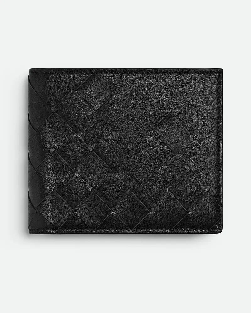 Bottega Veneta Intrecciato Bi-fold Portemonnaie - Schwarz - Herren - 100 % Kalbsleder Schwarz