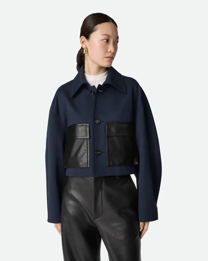 Bottega Veneta Jacke Aus Wolle Und Baumwolle Midnight
