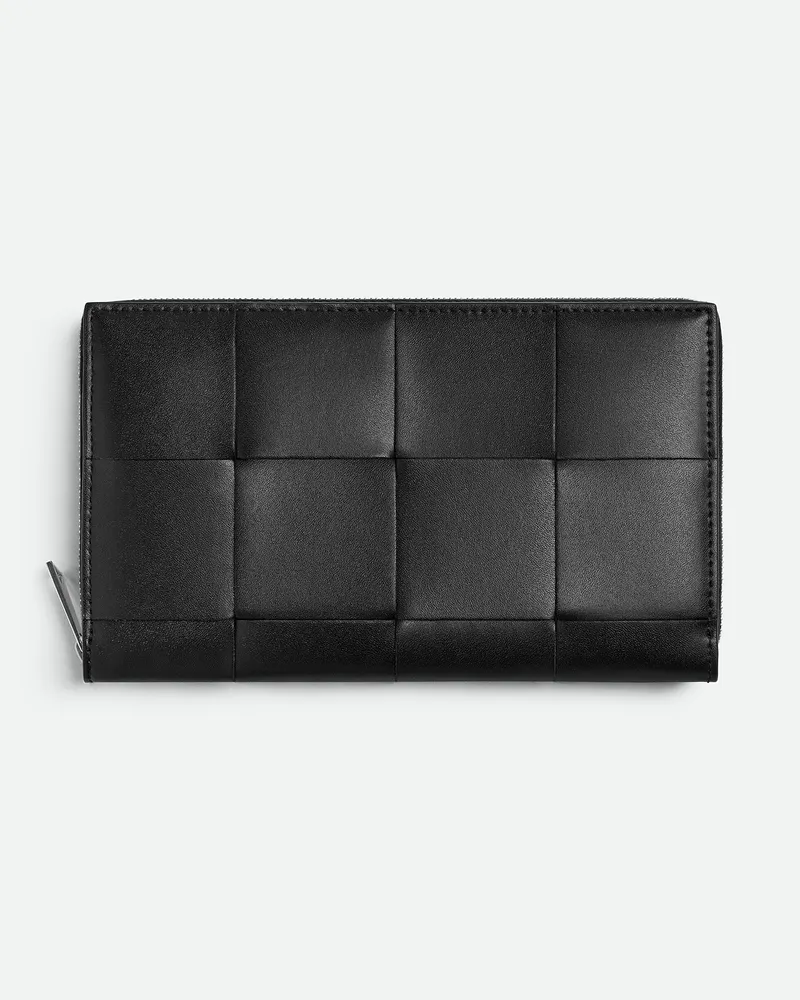 Bottega Veneta Cassette Portemonnaie Mit Umlaufendem Zip Black