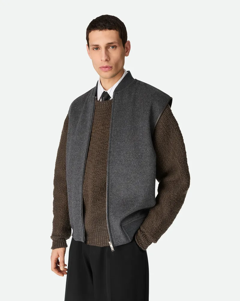 Bottega Veneta Doppelseitige Wollweste Charcoal