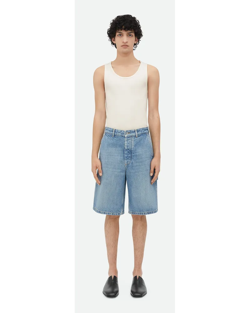 Bottega Veneta Cargoshorts Aus Denim In Vintage Indigo Mid