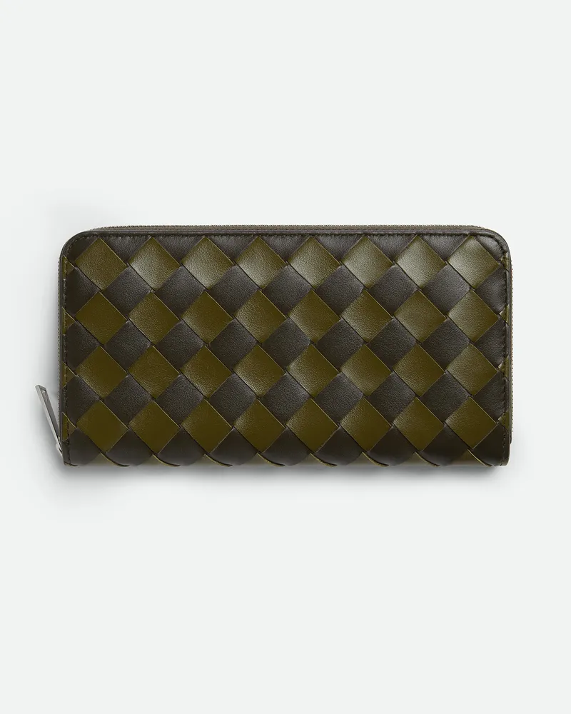Bottega Veneta Intrecciato Portemonnaie Mit mlafenden Zip Kaki