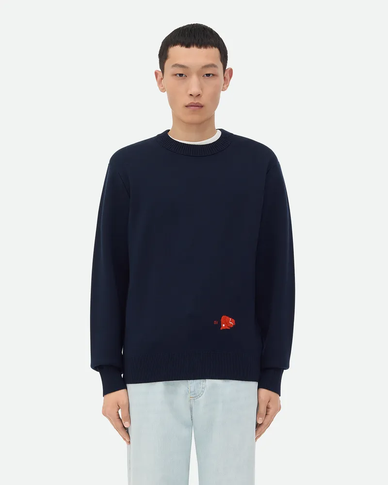 Bottega Veneta Pullover Aus Wolle Und Viskose Navy